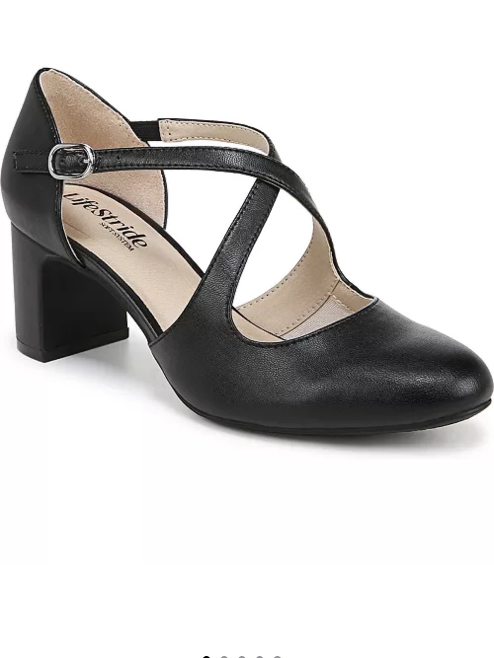 Life Stride Black Crisscross Mary Jane Block Heels